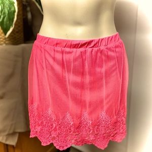 Bright Pink Lace Mini Skirt Size Medium